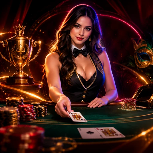 Mesa de blackjack ao vivo com cartas distribuídas para duas posições